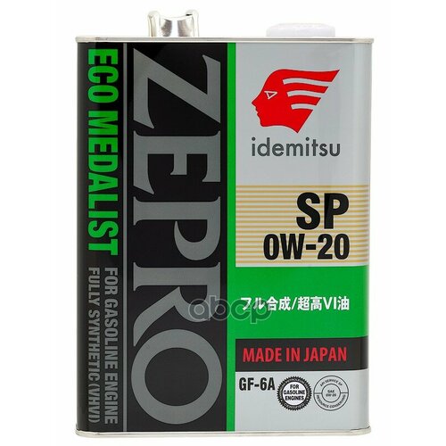 IDEMITSU Масло Моторное Idemitsu Zepro Eco Medalist Sp/Gf-6A 0W-20 Синтетическое 4 Л 3583004