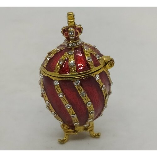 Яйцо Фаберже витое с короной, малое, красное