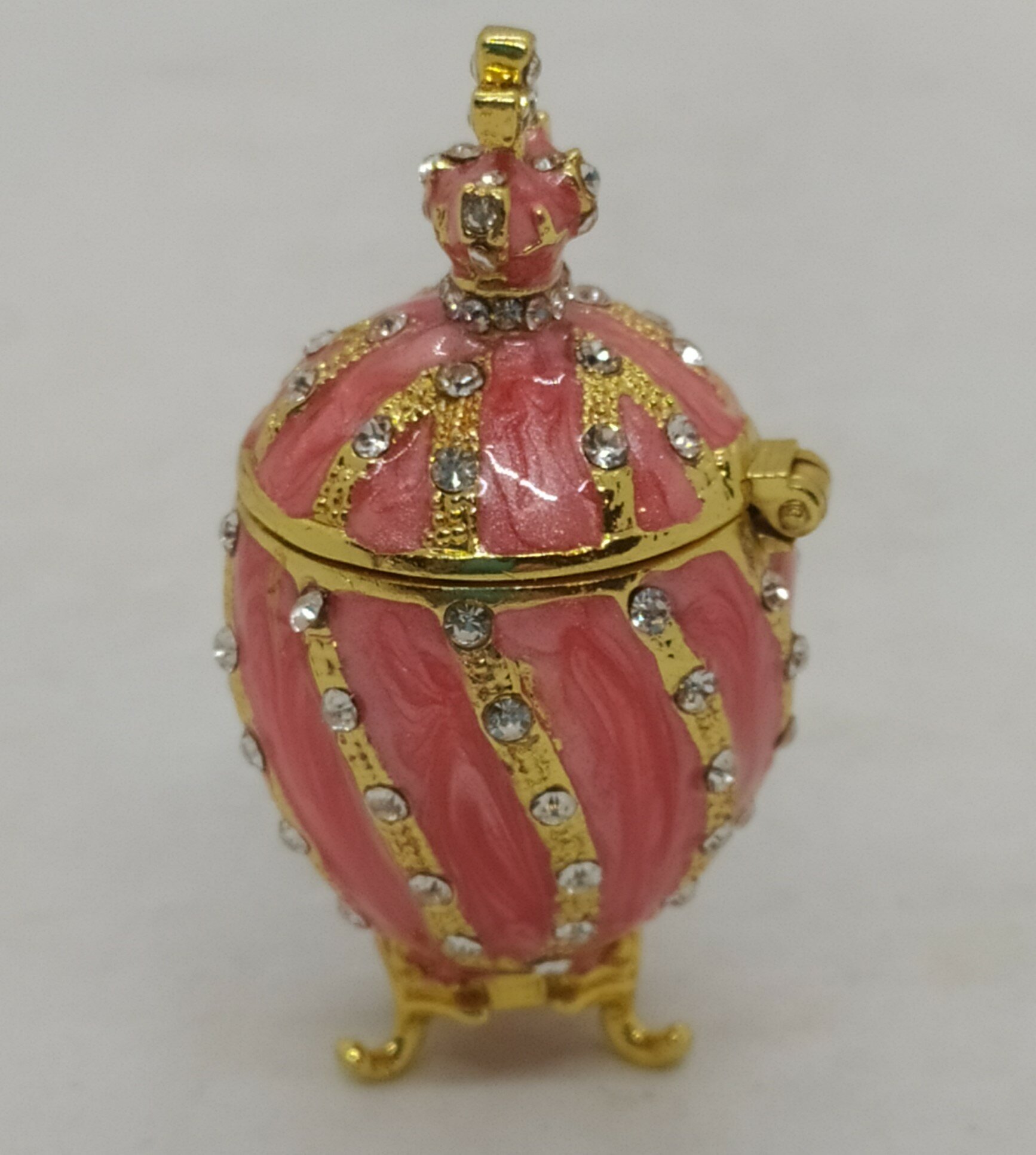 Яйцо Фаберже витое с короной, малое, розовое