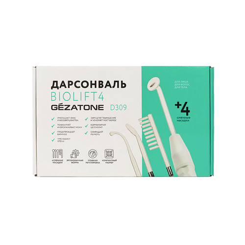 Дарсонваль Gezatone Biolift4 D309 (4 насадки) аппарат дарсонваль c 3 насадками для лица и волос biolift4 d307 gezatone