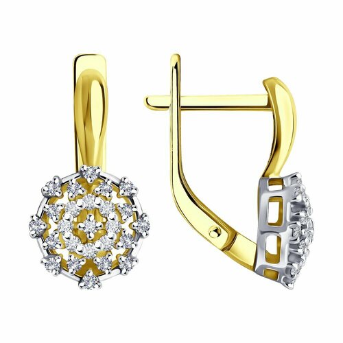 Серьги Diamant, желтое золото, 585 проба, бриллиант, золотистый
