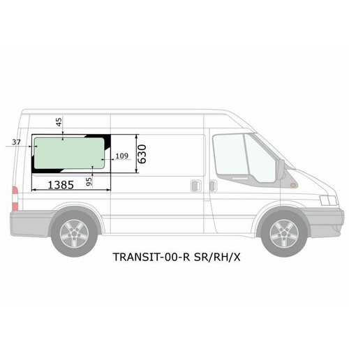 TRANSIT-00-R SRRHX Стекло кузова боковое не опускное Справа Цвет зеленый Ford Transit 00-06 3000₽
