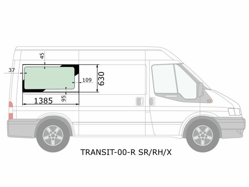 TRANSIT-00-R SR/RH/X Стекло кузова боковое (не опускное) (Справа/ Цвет зеленый) Ford Transit 00-06