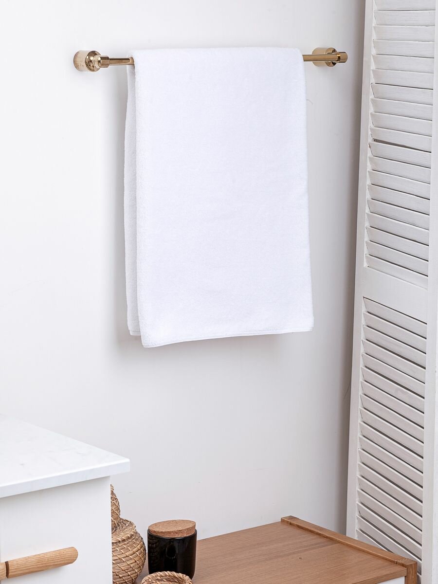 Банное полотенце 100х150 см - цвет белый, чистый хлопок, мягкое и пушистое, идеально для ванной комнаты, хлопок 100%, 420 гр/м²