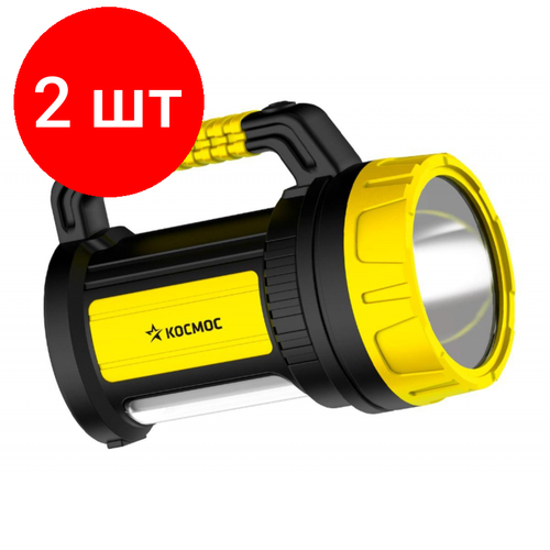 Комплект 2 штук, Фонарь светодиодный акк. Космос KOCAc2005W_Ex 5W LED, бок. пан.10Вт,3 реж, з/у космос фонарь прожектор ac8005wlith лит акк 3 7v 2 4ah led 5w 350lm черно борд пластик з у 220v