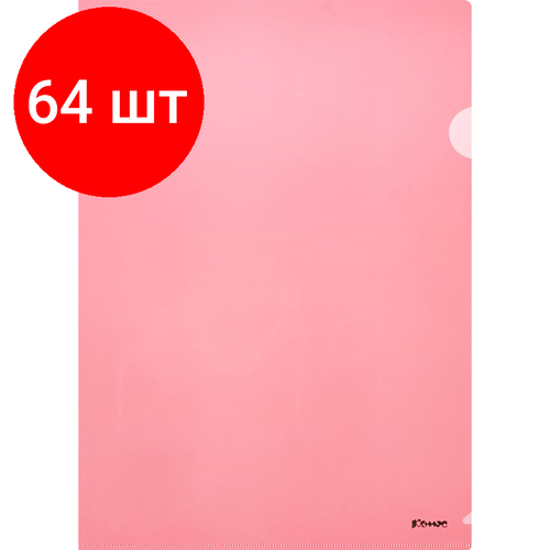 Комплект 64 штук, Папка уголок Комус А4 180мкм (красный)