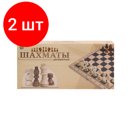 Комплект 2 штук, Настольная игра шахматы 24х12х3см деревянные, фигуры дерево, в кор. ИН-9460