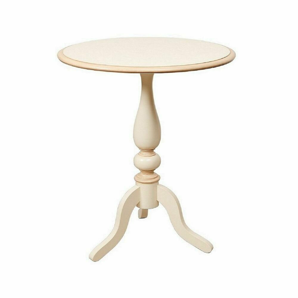 фото Столик кофейный круглый Гала 600x600 деревянный нераздвижной журнальный придиванный в гостиную на кухню для дома дачи бежевый эмалевое с бежевой патиной