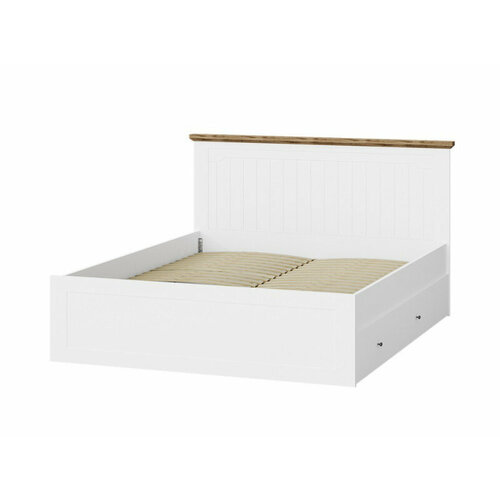 Кровать ADELE с ящиками для белья, 209х174х107, белая, скандинавский стиль