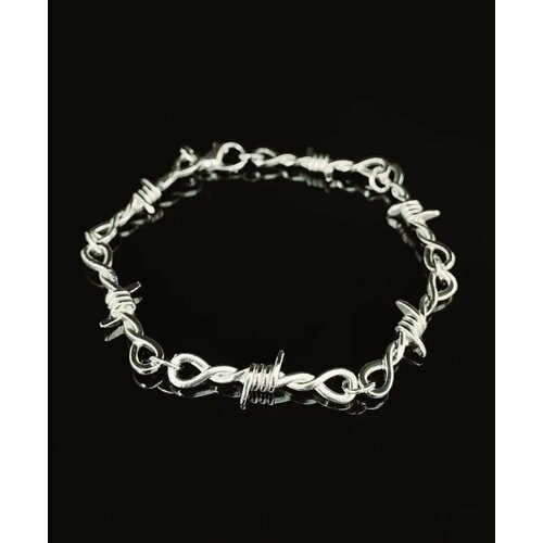 фото Браслет-цепочка, металл, 1 шт., размер 21 см, размер one size, диаметр 7 см, серебряный, белый reniva