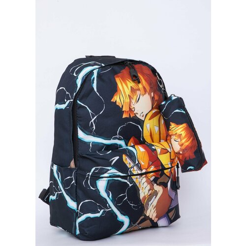 Детский рюкзак, рюкзак для мальчика, рюкзак для девочки, рюкзак для школы, школьный рюкзак, молодежный рюкзак, рюкзак для подростков, рюкзак для спорта "аниме" (черный-оранжевый)