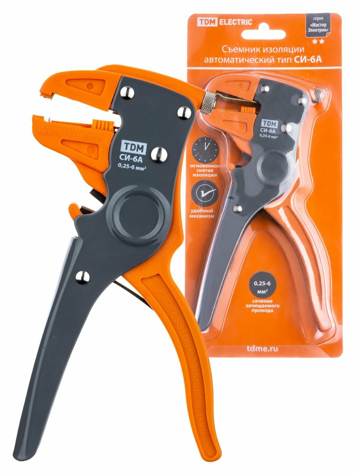 Съемник изоляции автоматический СИ-6А, сечение зачищ. провода 0,25-6 мм "МастерЭлектрик" TDM