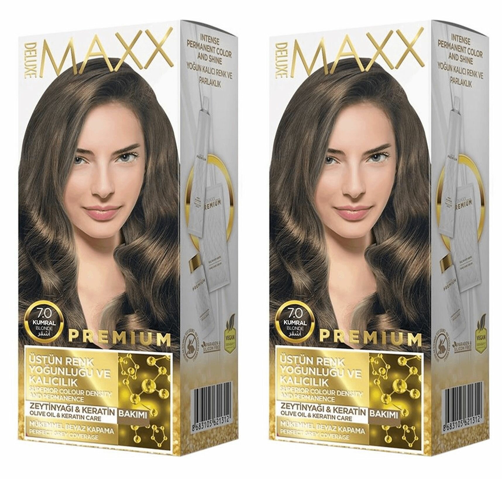 MAXX DELUXE Краска для волос Premium, тон 7.0 Русый натуральный, 110 г, 2 шт