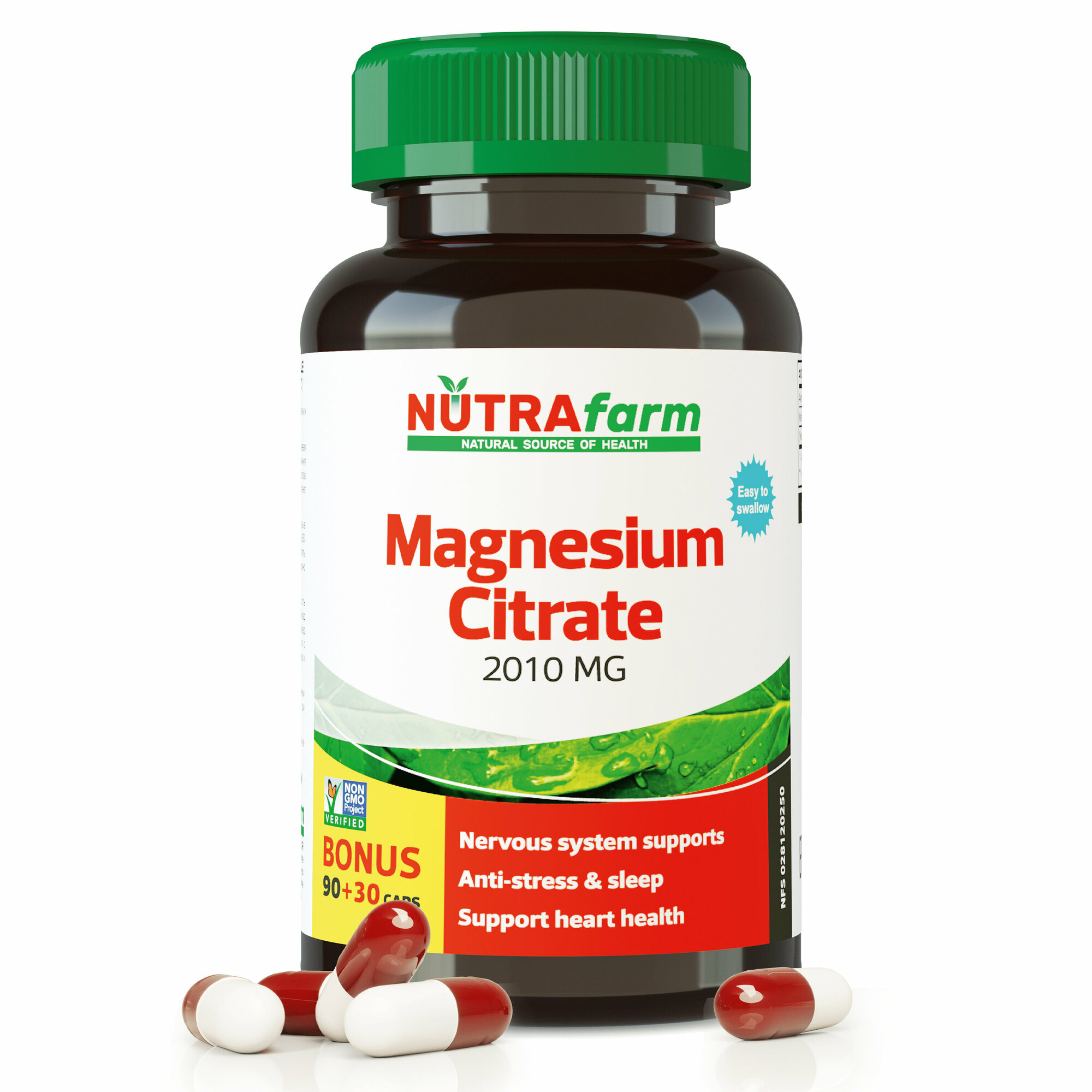 Магний цитрат, магнезиум NUTRAFAM, 120 капсул Magnesium Biocaps БАД