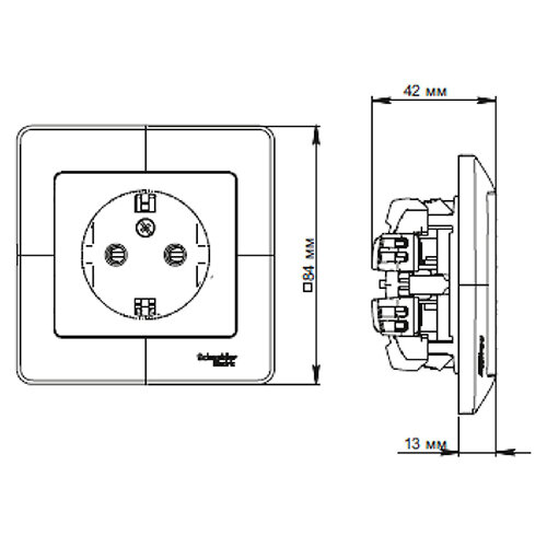 Glossa GSL000844 Розетка с заземляющим контактом (16 А, в сборе, скрытая установка, шторки, шоколад) Schneider Electric - фото №7