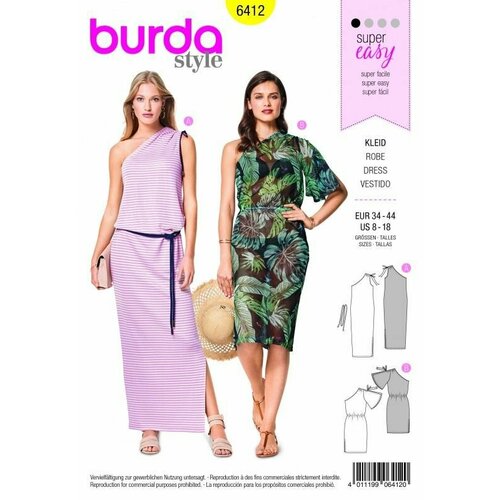 Выкройка Burda 6412 - Платье выкройка burda 6224 женская платья