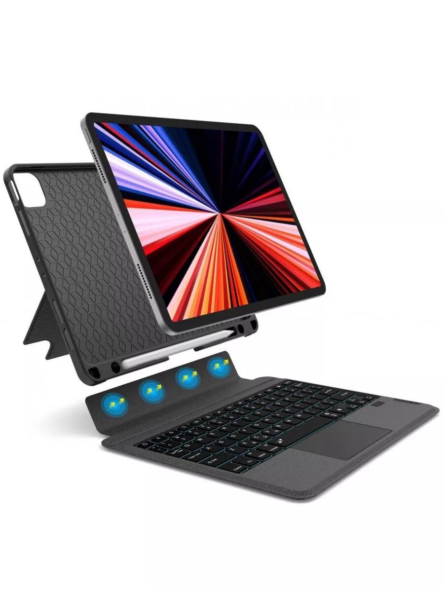 Чехол с клавиатурой для iPad Pro 12.9" (2018/2020/2021/2022), WiWU Split Keyboard, Черный