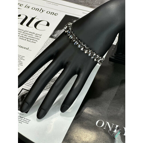 Браслет RYKAMI, Swarovski Zirconia, 1 шт., размер 17 см, серый