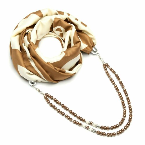 фото Платок foxtrot,90х90 см, белый, коричневый