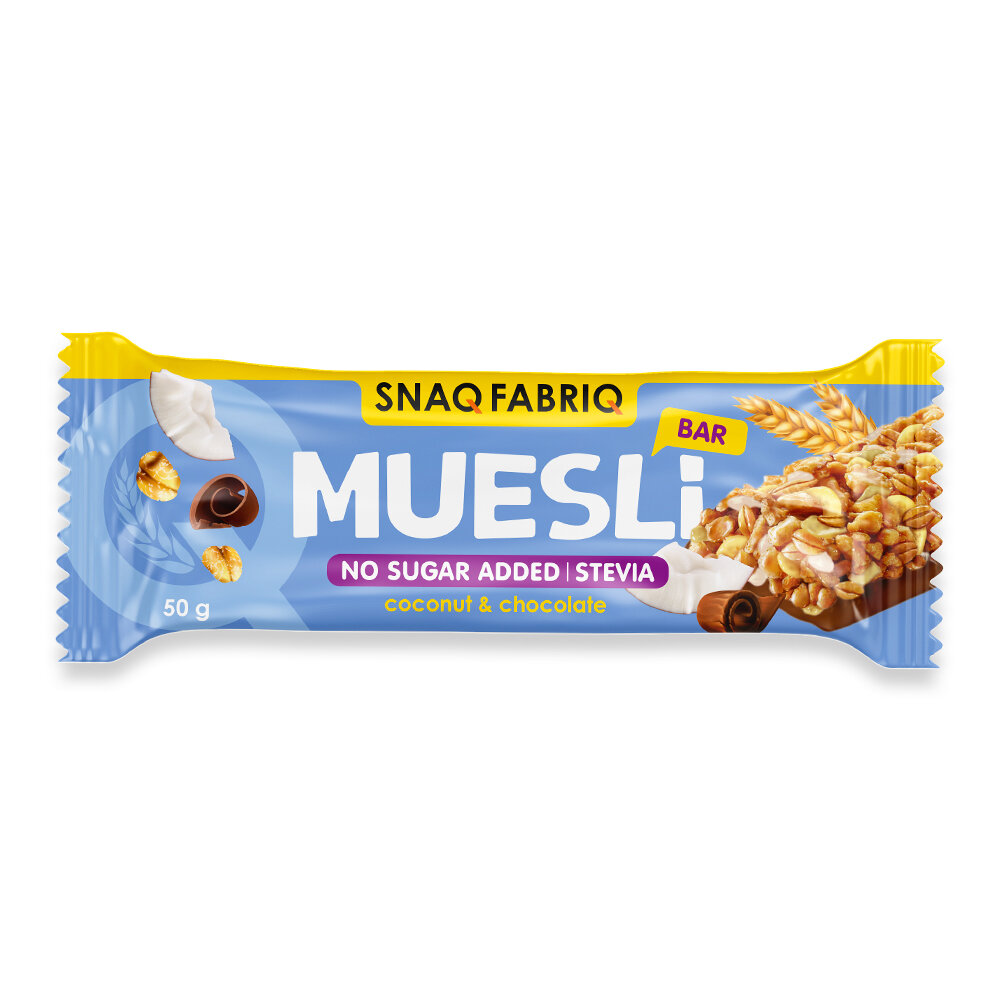 Snaq Fabriq, Muesli Bar, 4шт по 40-50г (Кокос-Шоколад)