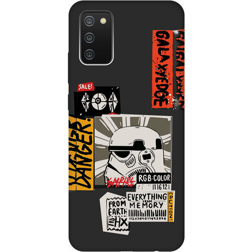 Матовый Soft Touch силиконовый чехол на Samsung Galaxy A02s, Самсунг А02с с 3D принтом Stormtrooper Stickers черный силиконовый чехол на samsung galaxy a02s самсунг а02с с 3d принтом stormtrooper stickers прозрачный