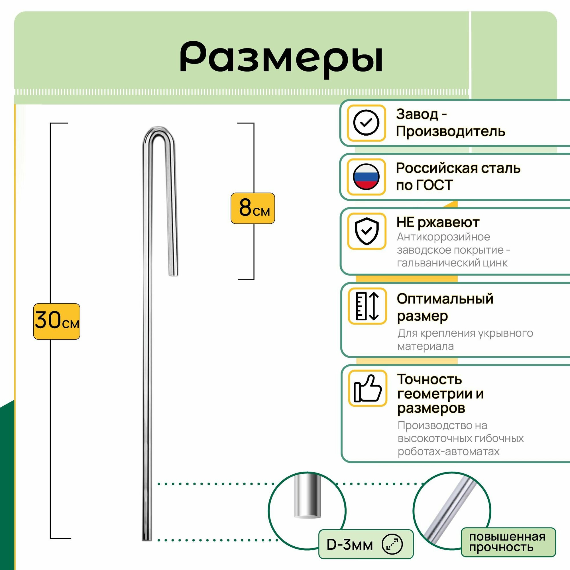 Скобы-колышки для бордюрной ленты, размер 30см х 8см, d-3мм, (50 шт) - фотография № 2