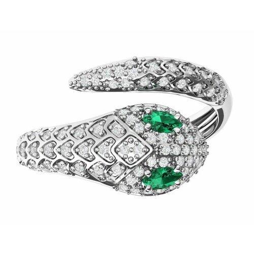 Кольцо Tosya, серебро, 925 проба, фианит, размер 17.5