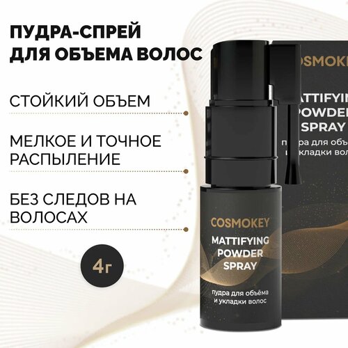 Cosmokey / Космокей Пудра с распылителем для фиксации укладки, объема, текстурирования и освежения волос, 4 гр