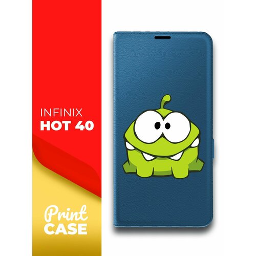 Чехол на Infinix HOT 40 (Инфиникс ХОТ 40) синий книжка эко-кожа подставка отделением для карт и магнитами Book Case, Miuko (принт) Ам-Ням чехол на infinix hot 40i инфиникс хот 40ай черный книжка эко кожа подставка отделением для карт и магнитами book case miuko принт ам ням