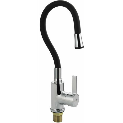 Смеситель кухонный с гибким изливом, шаровый, черный излив