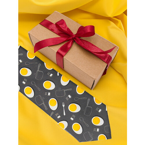 Галстук Рыбий Зонтик, черный, желтый