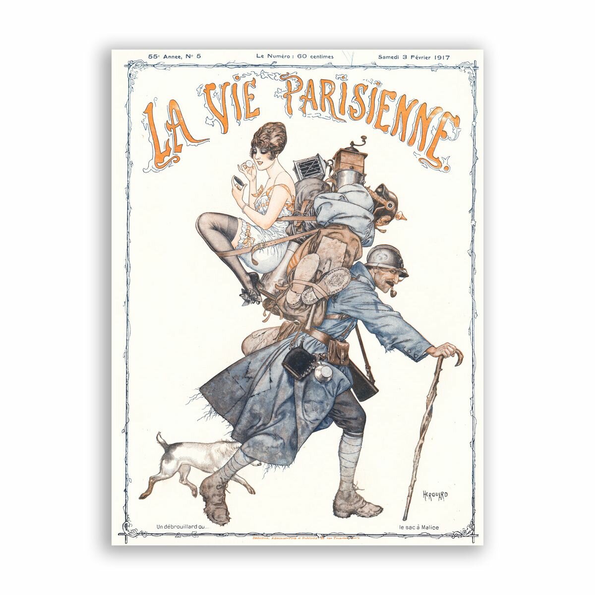 Постер на бумаге в стиле Пин-ап / La Vie Parisienne - Un debrouillard ou le sac a Malice / Размер 30 x 40 см