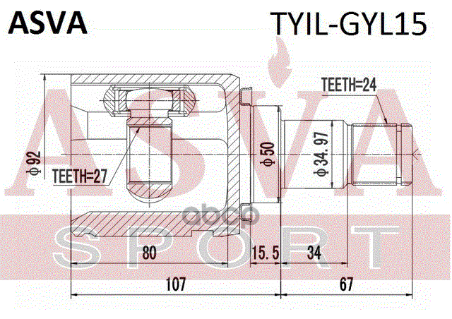 Шрус Внутренний (Oem-Исполнение) | Перед Лев | ASVA арт. TYILGYL15