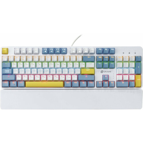 Клавиатура Оклик K951X механическая белый USB Multimedia Touch LED 1901079 326400₽