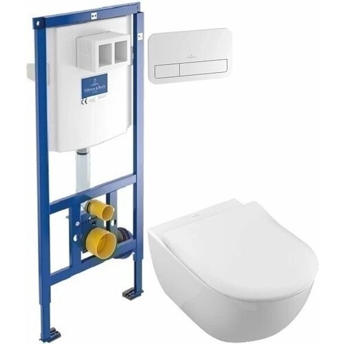 villeroy Комплект подвесной унитаз Villeroy & Boch Subway 2.0 5614R2R1 + система инсталляции Villeroy & Boch 92246100 + 92249068