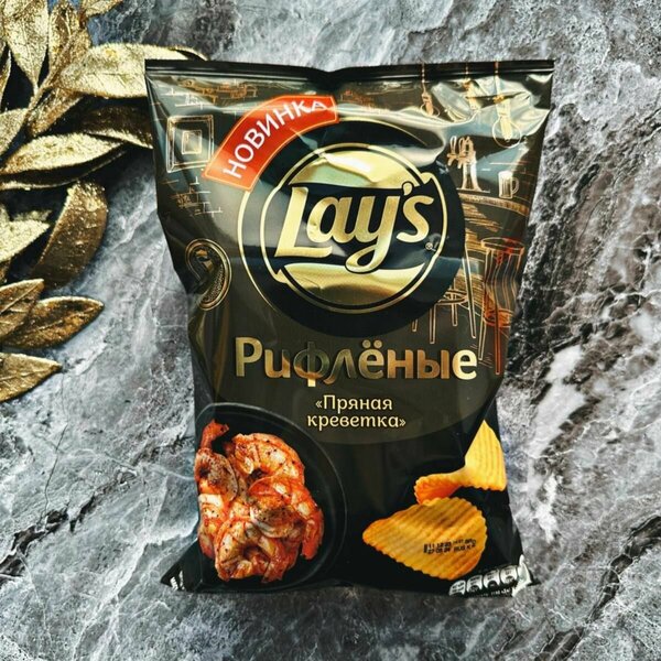 Чипсы картофельные Lay's пряная креветка рифлёные, 90г