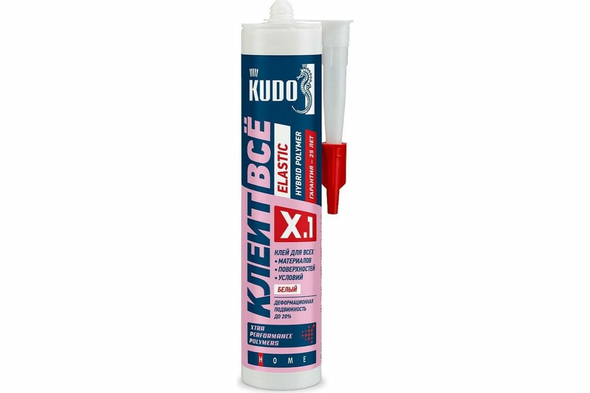 фото KUDO клеит ВСЁ ELASTIC клей-герметик гибридный белый 280 мл
