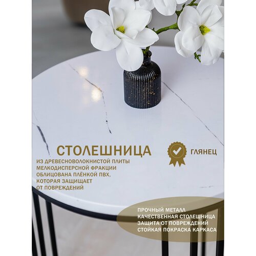 Обеденные столы белый на черных опорах