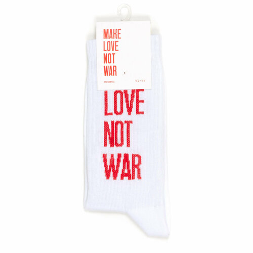 фото Носки make love not war, размер 36-40, белый partisanpress