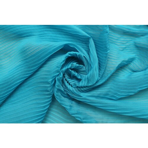 Ткань Шифон-плиссе голубовато-бирюзовый, складка 4 мм, ш140см, 0,5 м
