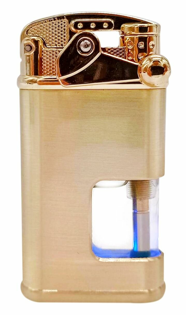 Зажигалка Ретро винтаж подарочная газовая с подсветкой золотистая в коробке