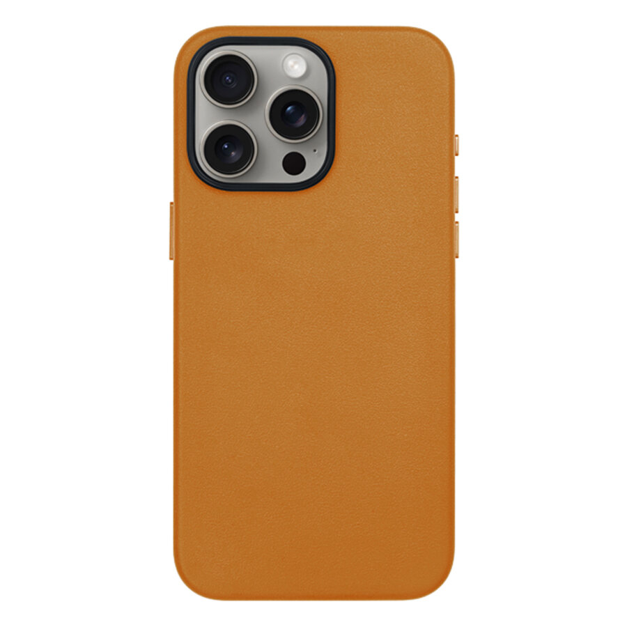 Чехол Leather Case KZDOO Noble Collection для iPhone 15 Pro 6.1", оранжевый (2)