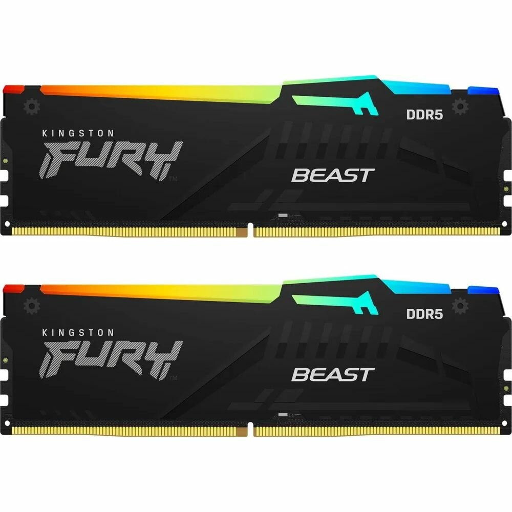 Оперативная память KINGSTON FURY Beast Black RGB DIMM DDR5 64Gb (2x32Gb) 5200 MHz (KF552C40BBAK2-64)