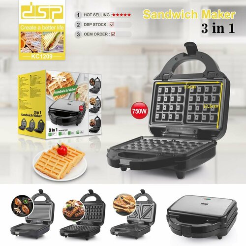 Мультимейкер 3 в 1 от DSP - теперь с 3 насадками в одном устройстве вафлигрильсэндвичи 3 в 1 При готовности - уведомит вас С антипригарным покрытием Только безопасное использование 420000₽