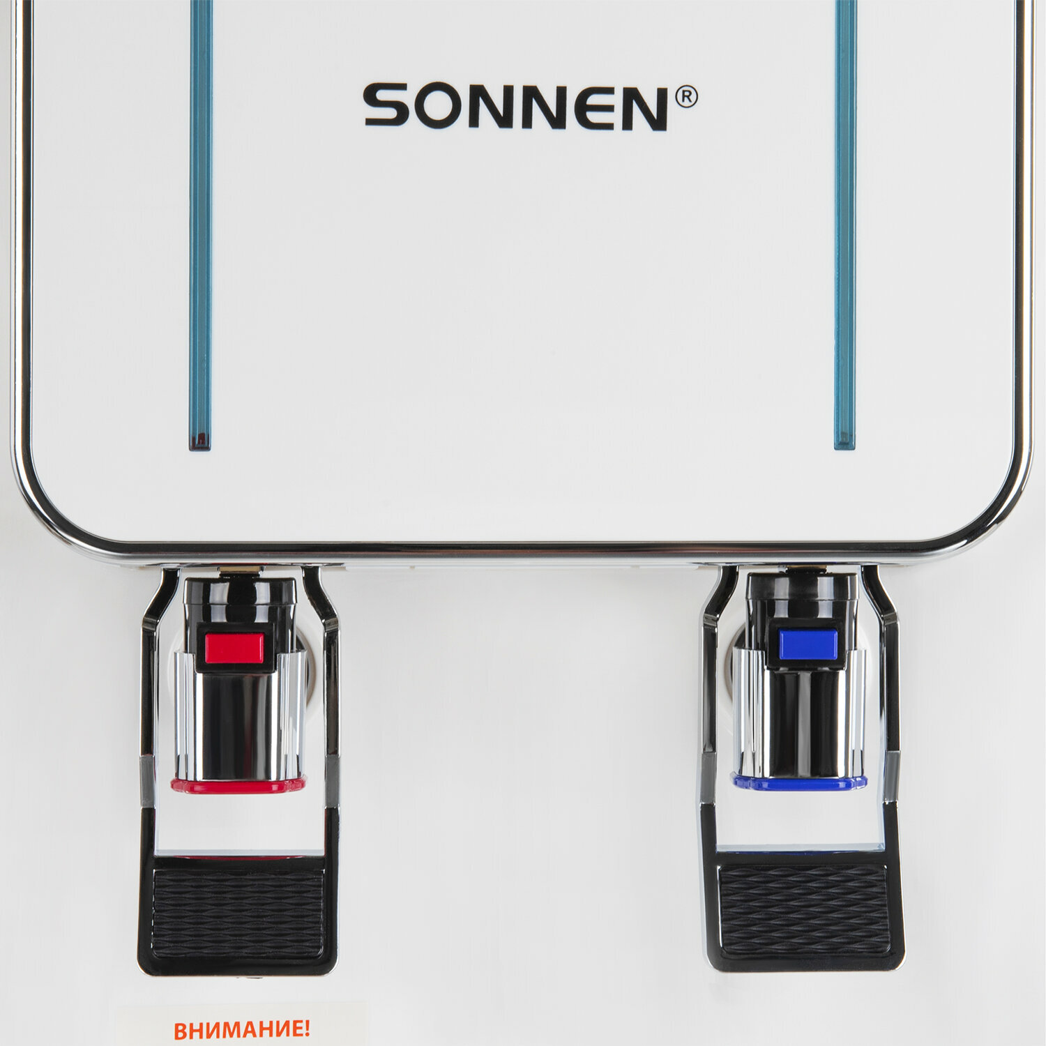 Кулер для воды напольный с нагревом и охлаждением, диспенсер с 2 кранами, шкафом белый, Sonnen FSE-02Wc, 456167 - фотография № 4