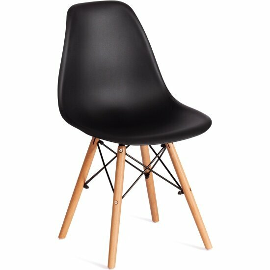 Стул Tetchair CINDY (EAMES) (mod. 1801) / 1 шт. в упаковке, дерево бук/металл/сиденье пластик, 45x51x82 см, Black (черный)