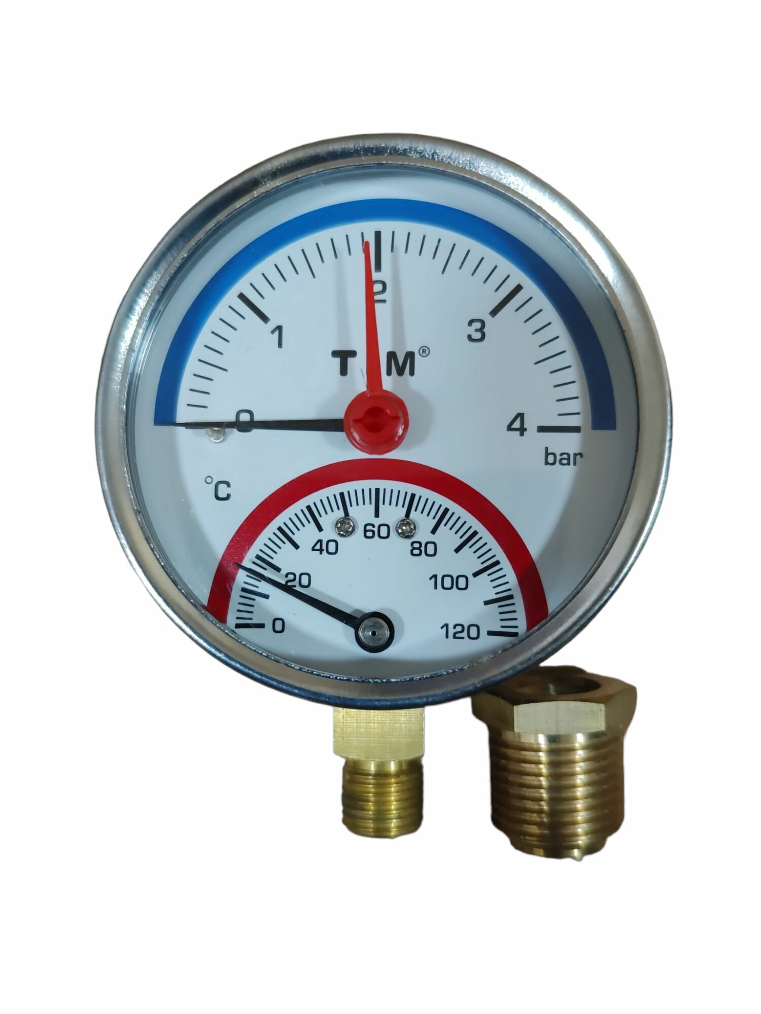 Термоманометр радиальный TIM 4 Бар 120 1/2"н MP-У