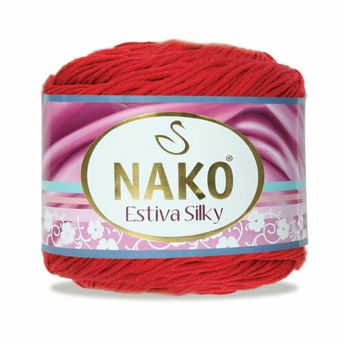 Пряжа Estiva Silky, Nako, красный - 6951, 52% хлопок, 48% бамбук, 5 мотков, 100 г, 224 м.