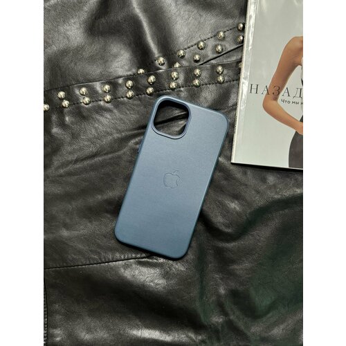 Чехол синий для IPhone 14 Leather Case с анимацией и функцией MagSafe