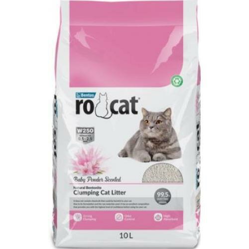 Ro Cat Ro Cat комкующийся наполнитель без пыли с ароматом детской присыпки, пакет (Baby powder) ROCT-1122-PE10L-0100, 8,5 кг